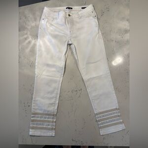 Tommy Hilfiger White Greenwich Midrise Straight Jeans With Rhinestones Size 10